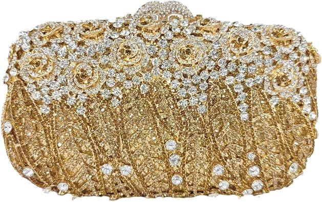 Boutique De FGG Flower Clutch Purse for Women Crystal Clutch Evening Bags Formal Party Rhinestone Purses and Handbags,Mini
