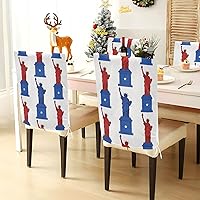Vista 4 de 4th of July Independence Day Red and Blue Lady Liberty Decorative Chair Cover for Dining Room Chairs Soft Dining Room Chair Covers Protector