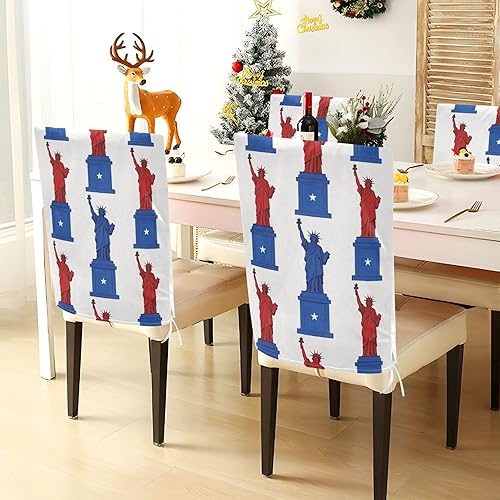 Miniatura 4 de 4th of July Independence Day Red and Blue Lady Liberty Decorative Chair Cover for Dining Room Chairs Soft Dining Room Chair Covers Protector para