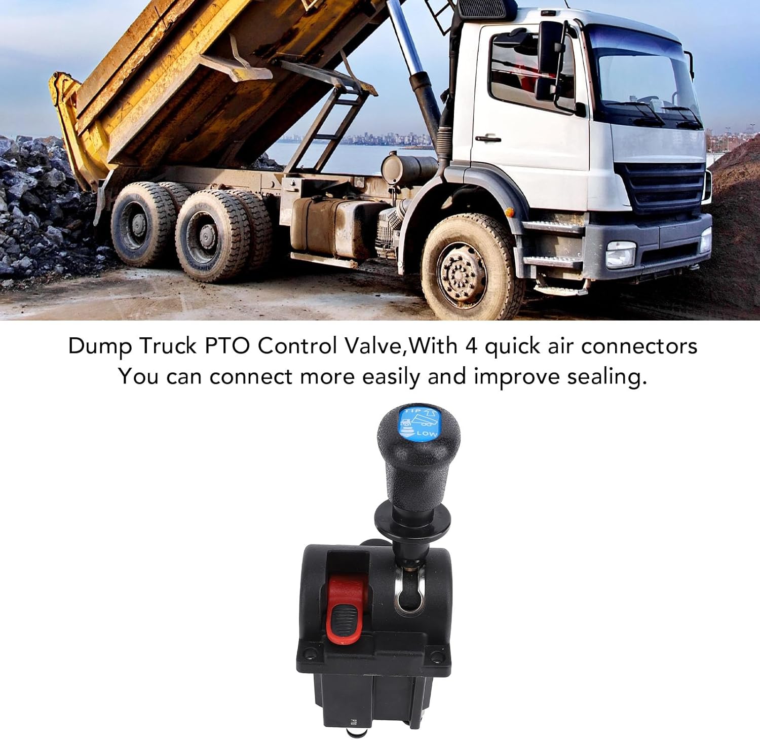 Dump Truck PTO Control Valve, PTO Valve 4 Holes Slow Down Tipper Switch Control Valves with PTO Switch, for Dump Truck Tipper Hydraulic System