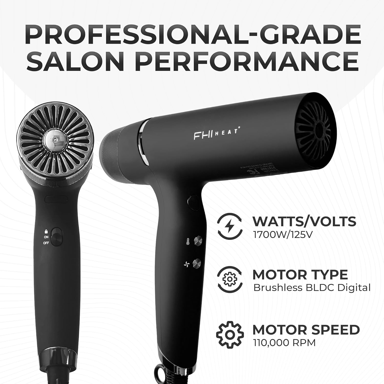 FHI Heat Innovator Pro Power Speed Professional Hair Dryer with Diffuser - Advanced Ionic Technology, Quick-Dry Blow Dryer, Cool Shot Button, Quiet Operation, Lightweight, for All Hair Types - Image 8