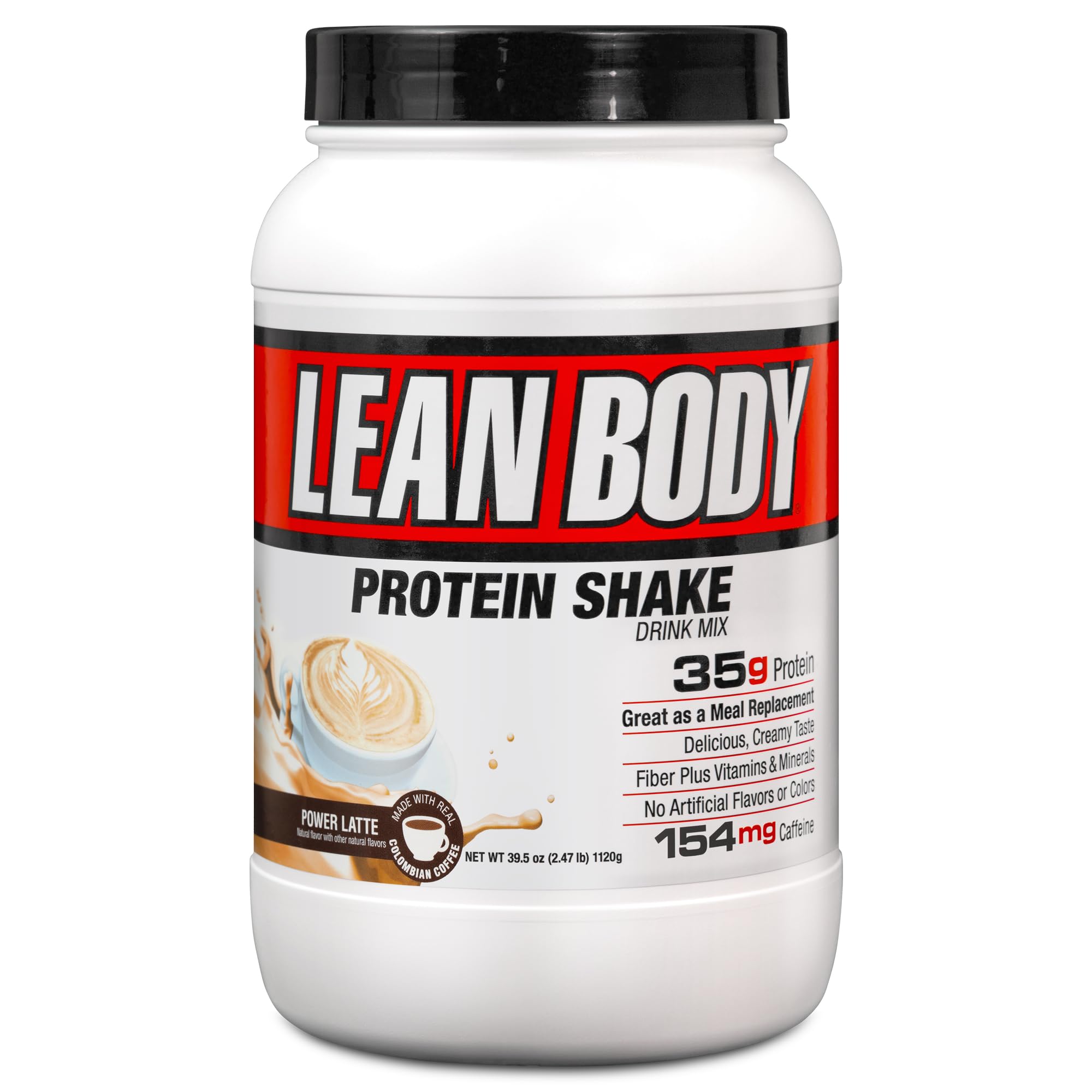 Lean Body MRP with Premium Columbia Coffee (154mg of Caffeine), Power Latte, 2.47LB Tub Packaging May Vary