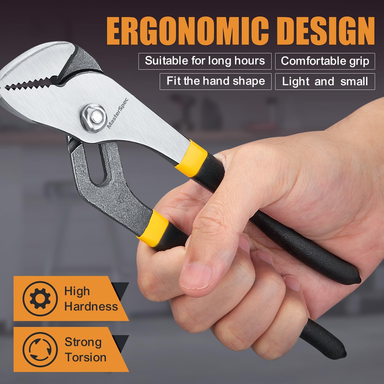 MasterSpec 10pcs Hand Tool Set: Pliers Set - Multi-Grip (Long Nose, Slip Joint, Diagonal, Combination, Jaw Locking, Water Pump Pliers, Adjustable Spanner) for Home & Industry