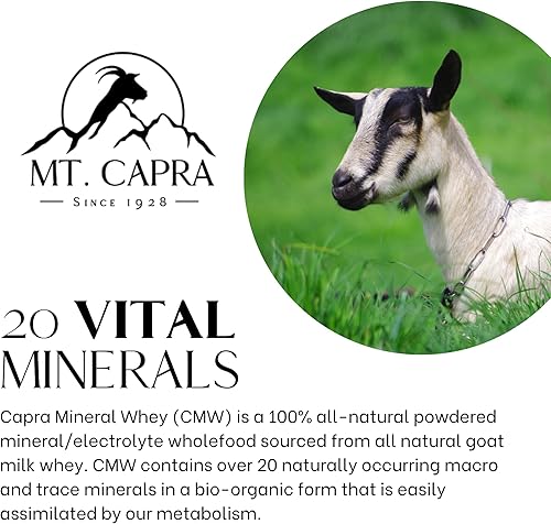 Miniatura 8 de MT. CAPRA SINCE 1928 Capra Mineral Whey  Un suplemento mineralelectrolito biodisponible de suero de leche de cabra, rico en potasio, 300 cápsulas
