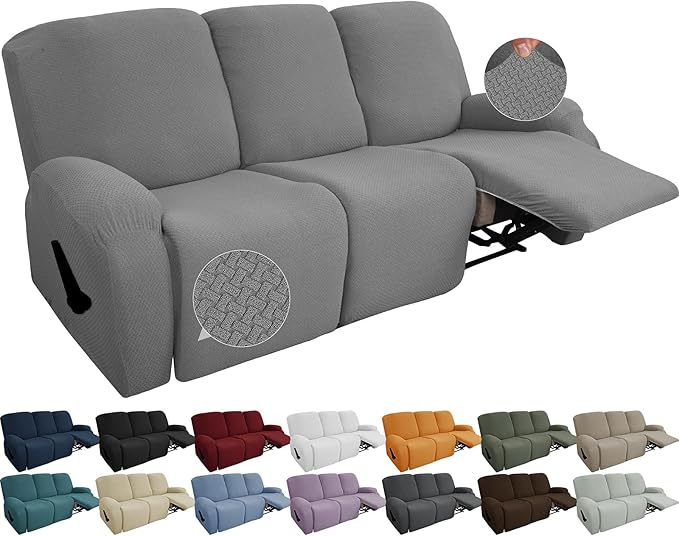 JIVINER Newest Design 8Piece Recliner Sofa Cover Stretch Jacquard