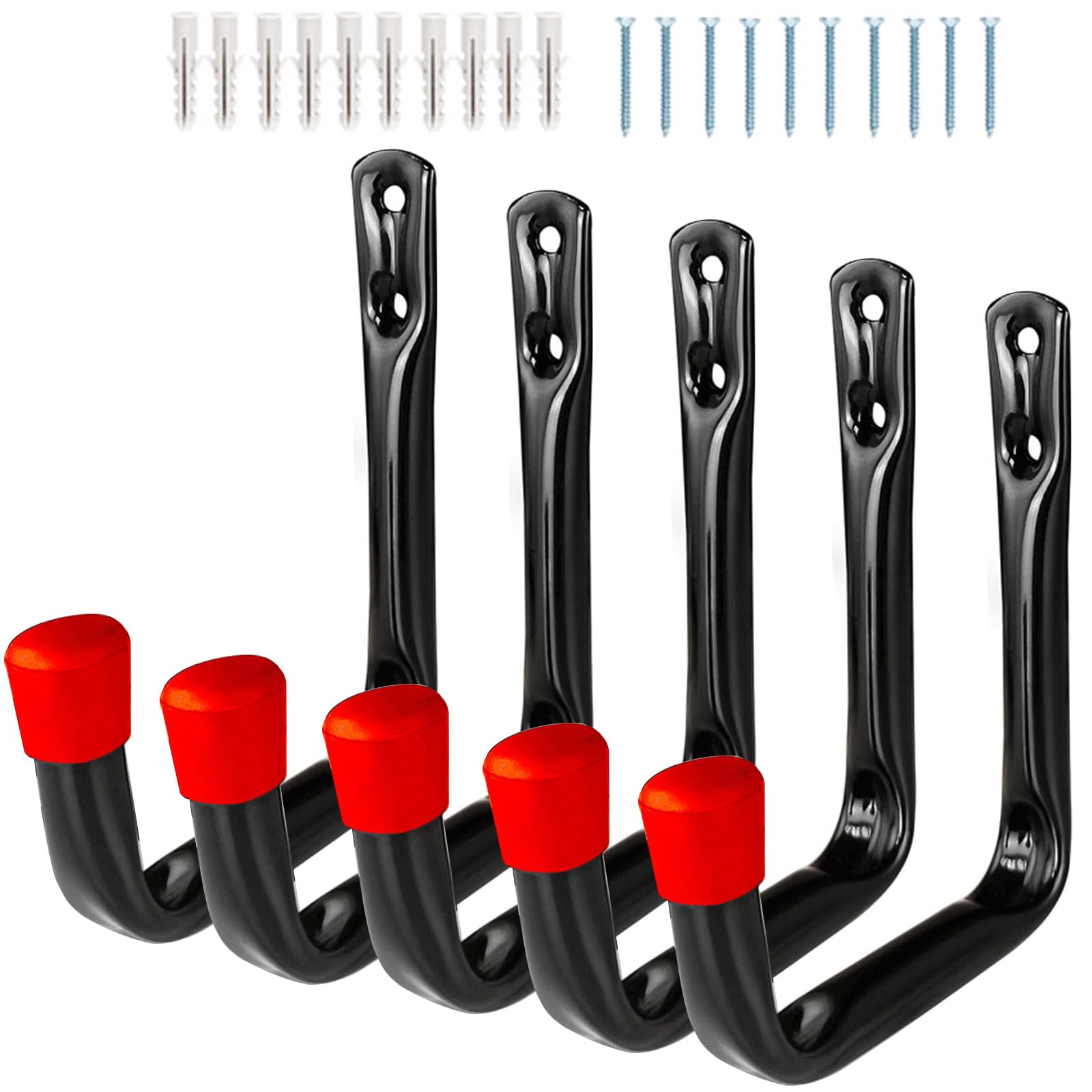 Garage Storage Hooks, 6 Pcs Heavy Duty J Hooks, Wall Mount Steel Organizer For Garden Tools, Bags, Hoses, Ladder, Sports Equipment - View #9