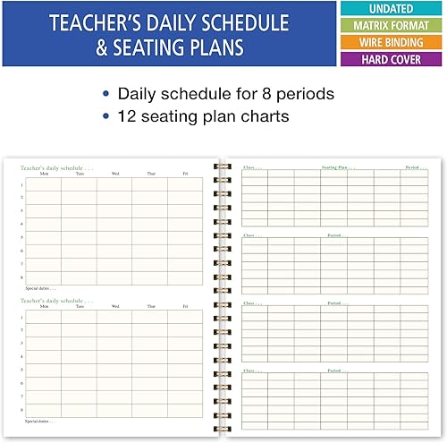 Miniatura 4 de Plan de lecciones para profesores de 6 periodos, días en vertical al costado (W202), Woodgrain