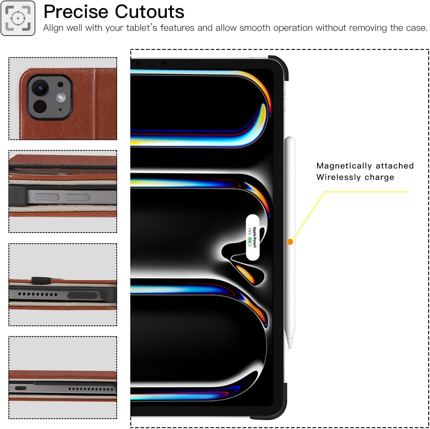 ZtotopCases for iPad Pro 12.9 6th/5th/4th/3rd Generation Case 2022/2021/2020/2018, Premium PU Leather Folio Cover, Auto Wake/Sleep, Multi Viewing Angles, Supports Pencil Pro and Touch ID, Brown - Image 6