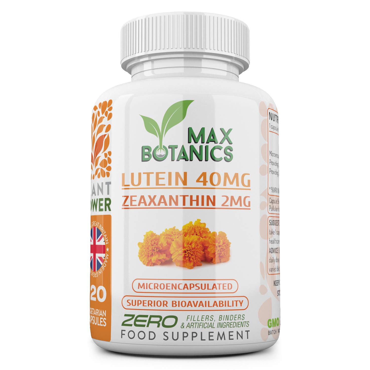 Buy Lutein 40mg with Zeaxanthin 2mg Microencapsulated High Strength