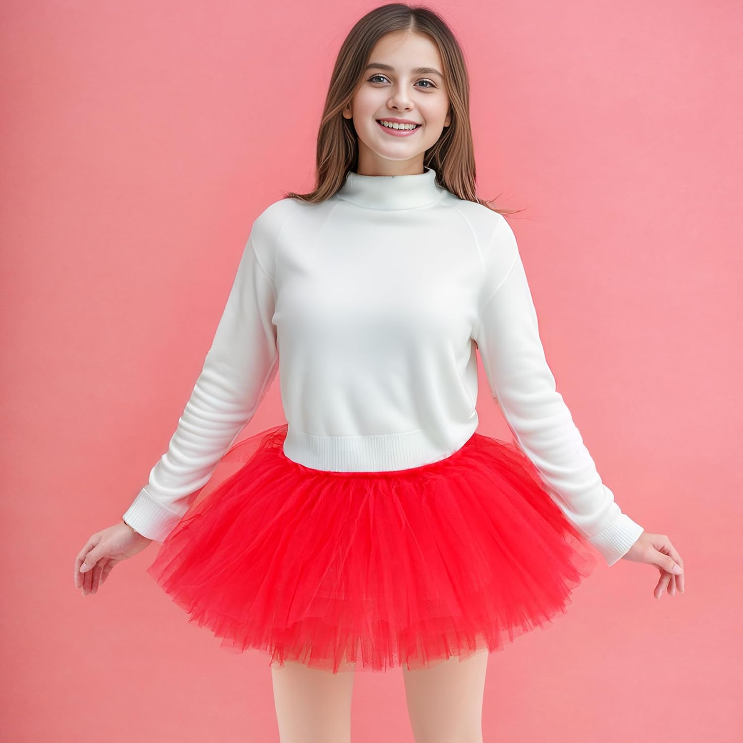 hoyuwak 2 Pack Tutu Tulle Skirt for Women 5 Layered Stretchy Puffy Fluffy Adult Dance Skirt for 80s Ballerina Party Costume