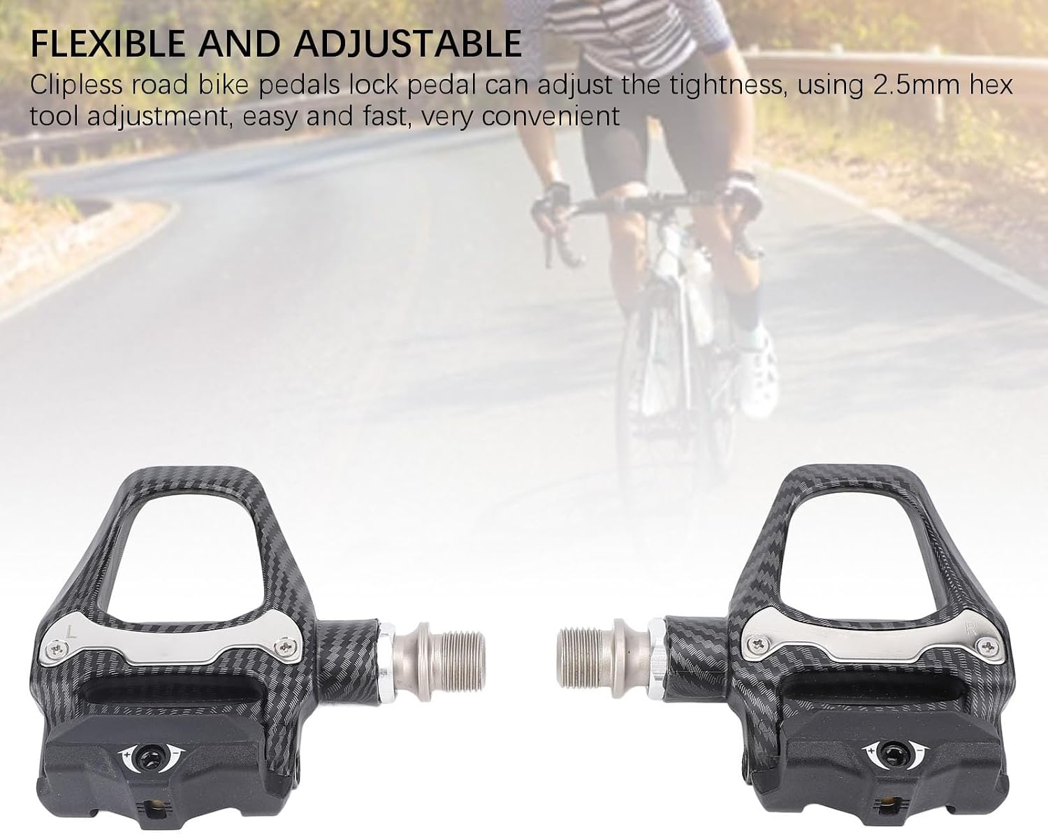 Lightweight Aluminum Alloy Road Bike Pedals with Cleats, Self Locking for SL System, Professional Cycling Pedals for Road Bikes