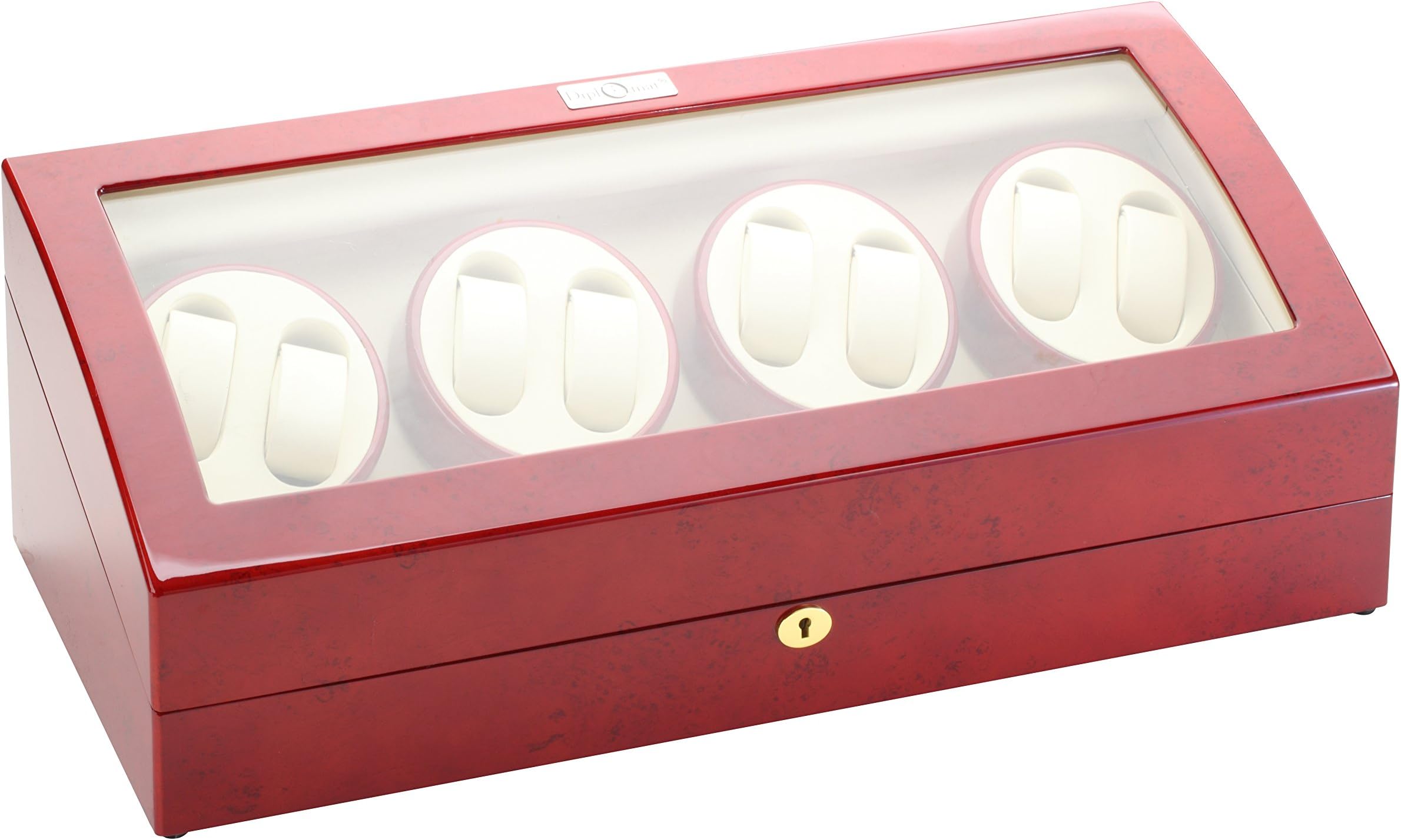 DiplomatCherry Wood Eight Watch Winder with Off-White Leather Interior