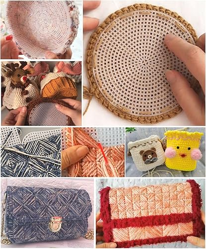 Miniatura 7 de 6 piezas de 7 hojas de lona de malla de plástico para bordado, manualidades de hilo acrílico, proyectos de ganchillo de punto