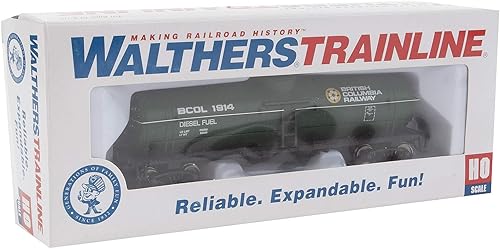 Miniatura 5 de Walthers Trainline HO Escala Modelo British Columbia Railway Tank Car, verdeamarilloblanco