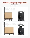 VEVOR Camion à main pliant, 500 lbs Capacité de charge, Panier à bagages collapsible avec 6 Roues, 2 Ropes élastiques & Base extensible, Utilitaire Dolly Platform Cart pour le bureau de bagages de voyage aéroport Déménagement, Noir