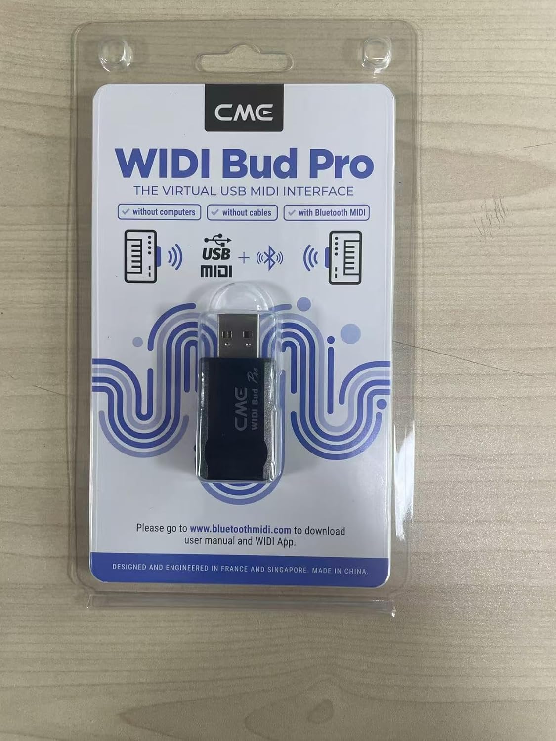 Back of WIDI Bud Pro packaging with specifications