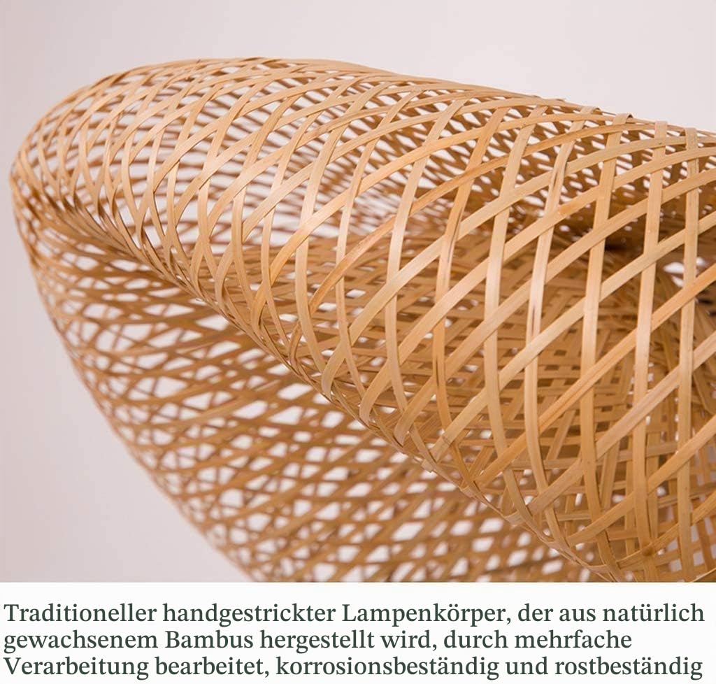 GHY Bambus Pendelleuchte Vintage Hängeleuchte Esstisch Esszimmer Pendellampe Industrial E27 Hängelampe Deckenleuchte Bambus Rustikale Landhaus Leuchte Schlafzimmer Wohnzimmer,80cm(Keine Glühbirne)