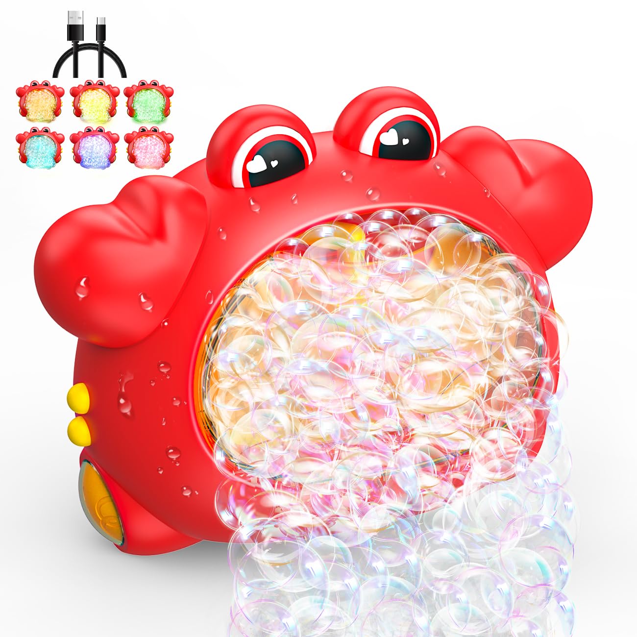 Baby Bath Toy, Crab Rechargeable Automatic Bubble Machine with 12 Songs & LED Lights, Bathtub Shower Toy for 1 2 3 Year Old Boys & Girls, Birthday Gift for Toddlers Kids