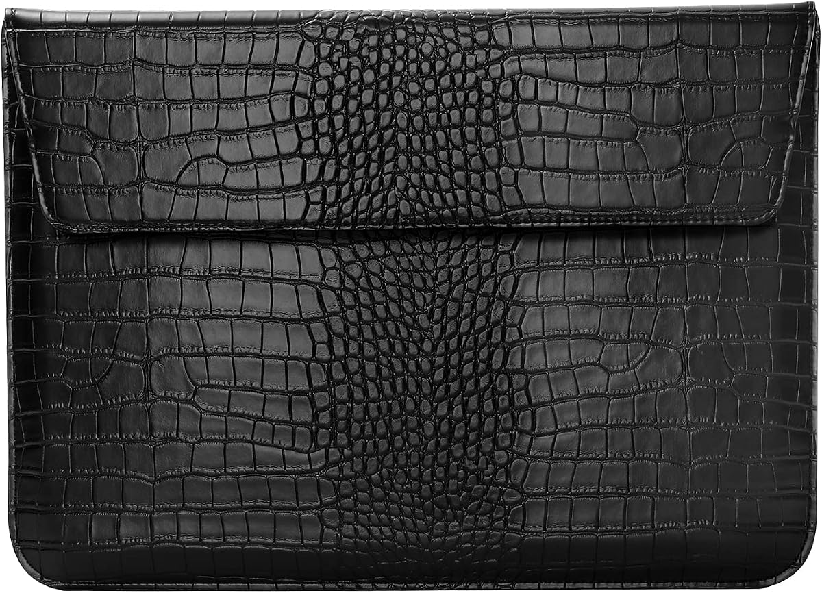MOSISO Laptop Case, Laptop Sleeve, Crocodile Grain PU Leather Flap Case Bag | MOSISO Laptop Case 13 inch, Compatible with MacBook Neo 13 A18 Pro A3404 Air M4 M3 M2 2026-2018 / Pro M2 M1 2026-2016, Black