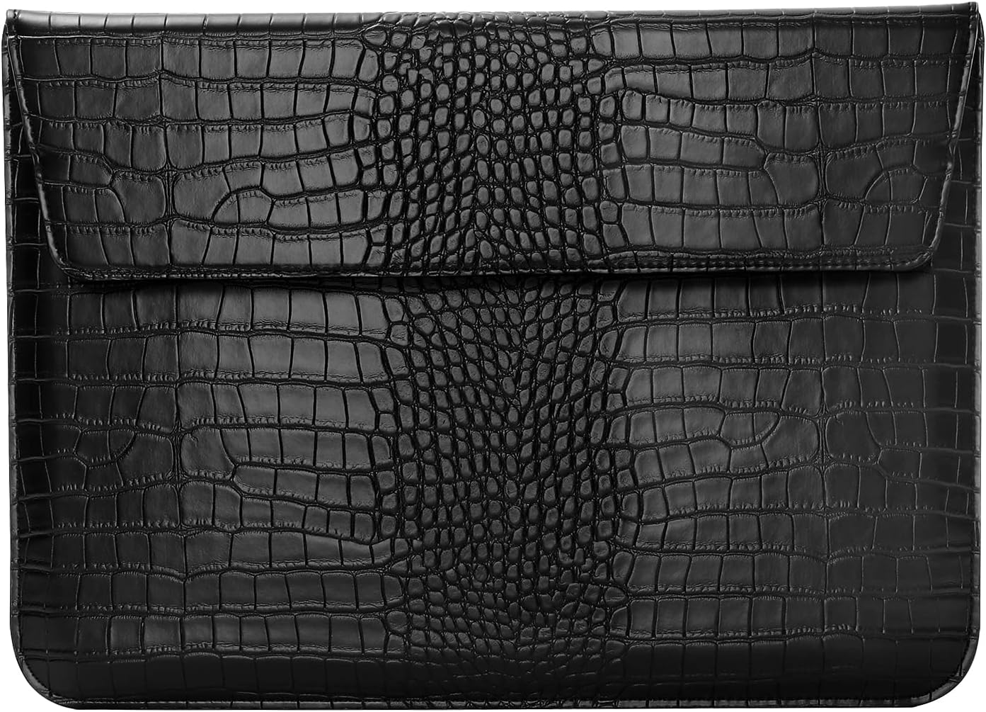 Laptop Sleeve Compatible with MacBook Air/Pro, 13-13.3 inch Notebook,Compatible with MacBook Pro 14 inch M5 M4 M3 M2 M1 2026-2021, Crocodile Grain PU Leather Flap Case Bag, Black