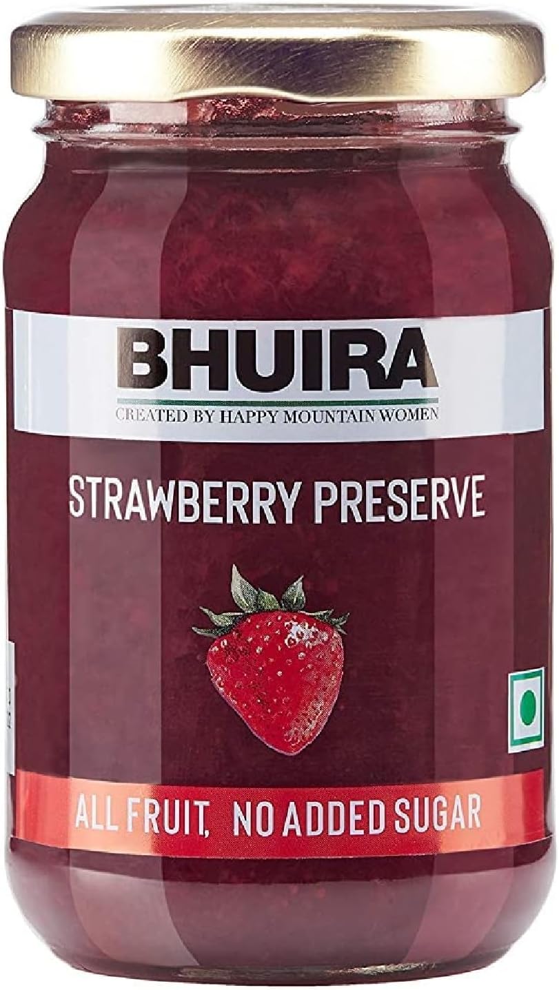 Strawberry Preserve - 240g | All Natural No Added Sugar Preservatives Artificial Colors | Handmade Himachal Vegetarian Fruit Spread | Breakfast Toast Dessert | Healthy Snack | Guilt-Free