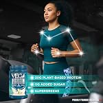 Vega Protein + Supergreens Poudre végétale de protéines – 20g Protéines de pois biologiques, sans lait, shake pour le petit déjeuner sain – Vanille, 21 Services, 614 g (paquet de 1)