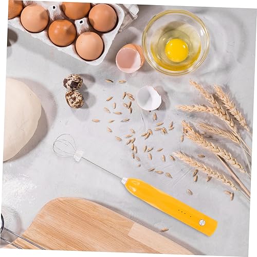 Miniatura 3 de Batidora de mano amarilla 1 juego mezclador multifuncional de acero inoxidable leche recargable licuadora portátil