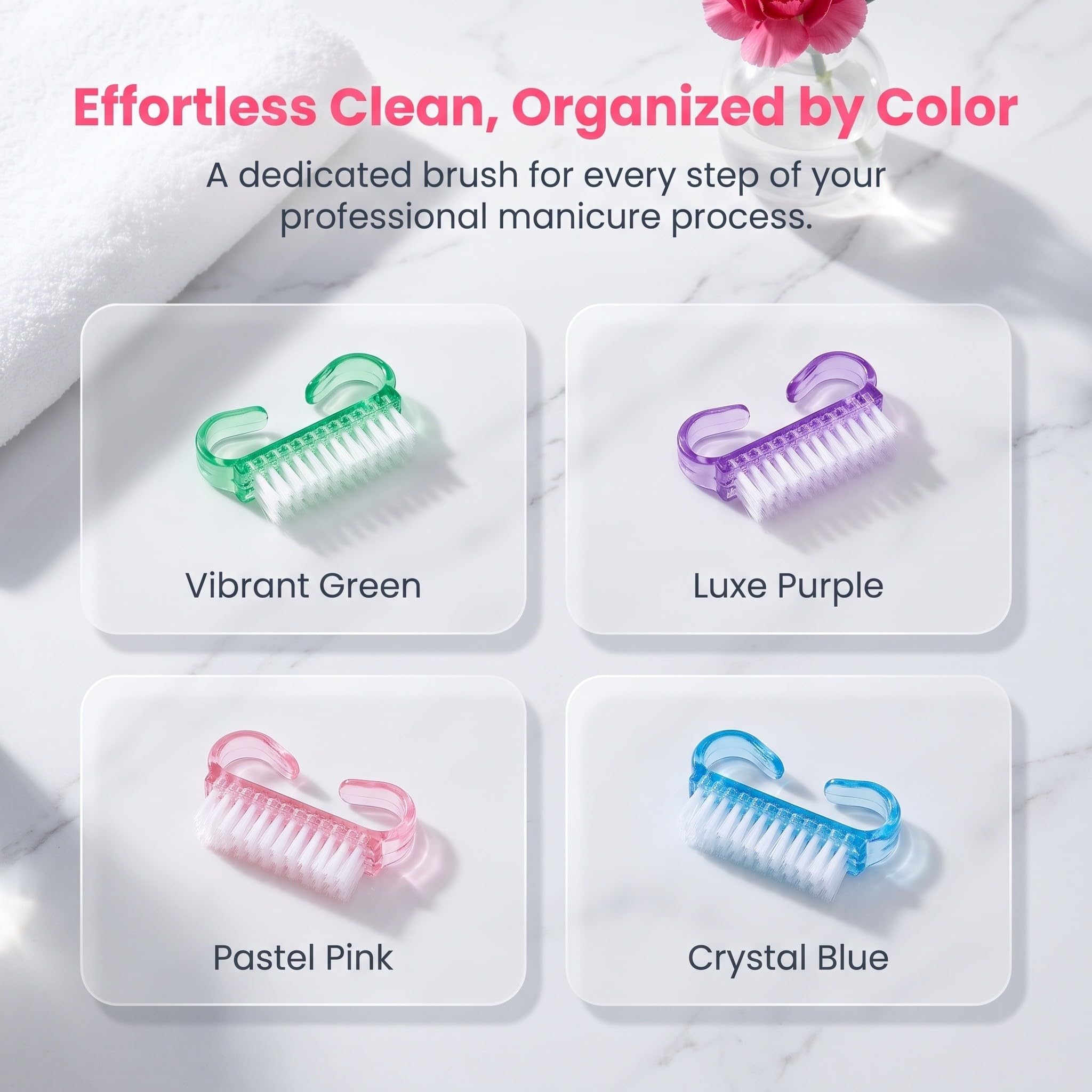 POPETPOP 200 Unidades Cepillo Mini de Uñas de Plástico Cerdas de Nylon,