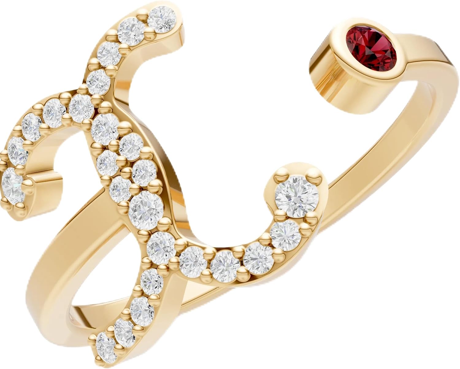 PEORA Round Cut Garnet Band Available in Solid 10K, 14K or 18K Ring – White, Yellow or Rose Gold