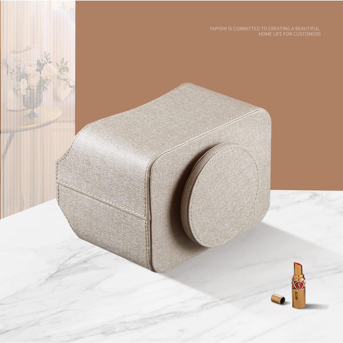 Swivel Desk Organizers and Accessories Storage Caddy for Office & Art Supplies, Leather Remote Control Holder for TV Controllers, Nightstand Organizer for Phones, Glasses, Mail, Makeup Brush, Pen : Office Products