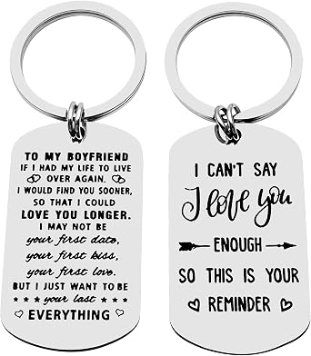 xyqcy To My Boyfriend Keychains From Girlfriend Gifts for Boyfriend Keyring Couple Jewelry Anniversary Birthday Valentines Day Gifts,Double-Sided Engraved