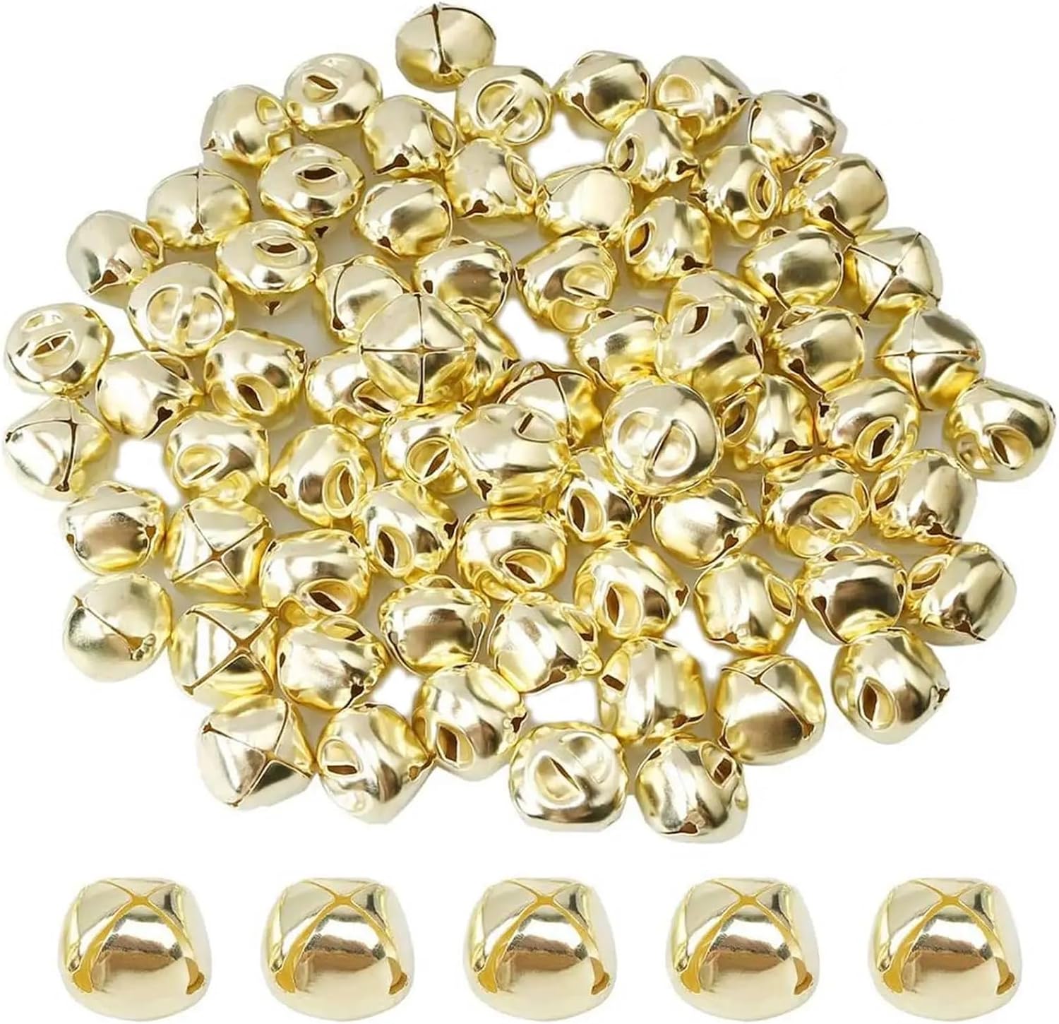 Jingle Bells for Crafting 400 Pieces Jingle Bells, 15mm Metal Jingle Bells Mini Craft Bells Beads for DIY Gold