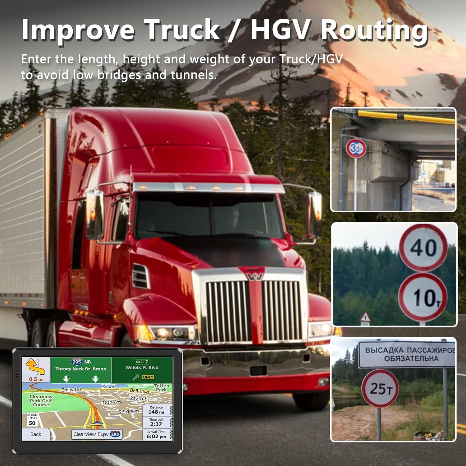 Navigatore satellitare da 9 pollici, sistema di navigazione GPS per camion, con mappe del Regno Unito e dell'Europa, aggiornamenti gratuiti a vita, supporto ricerca codice postale e guida vocale