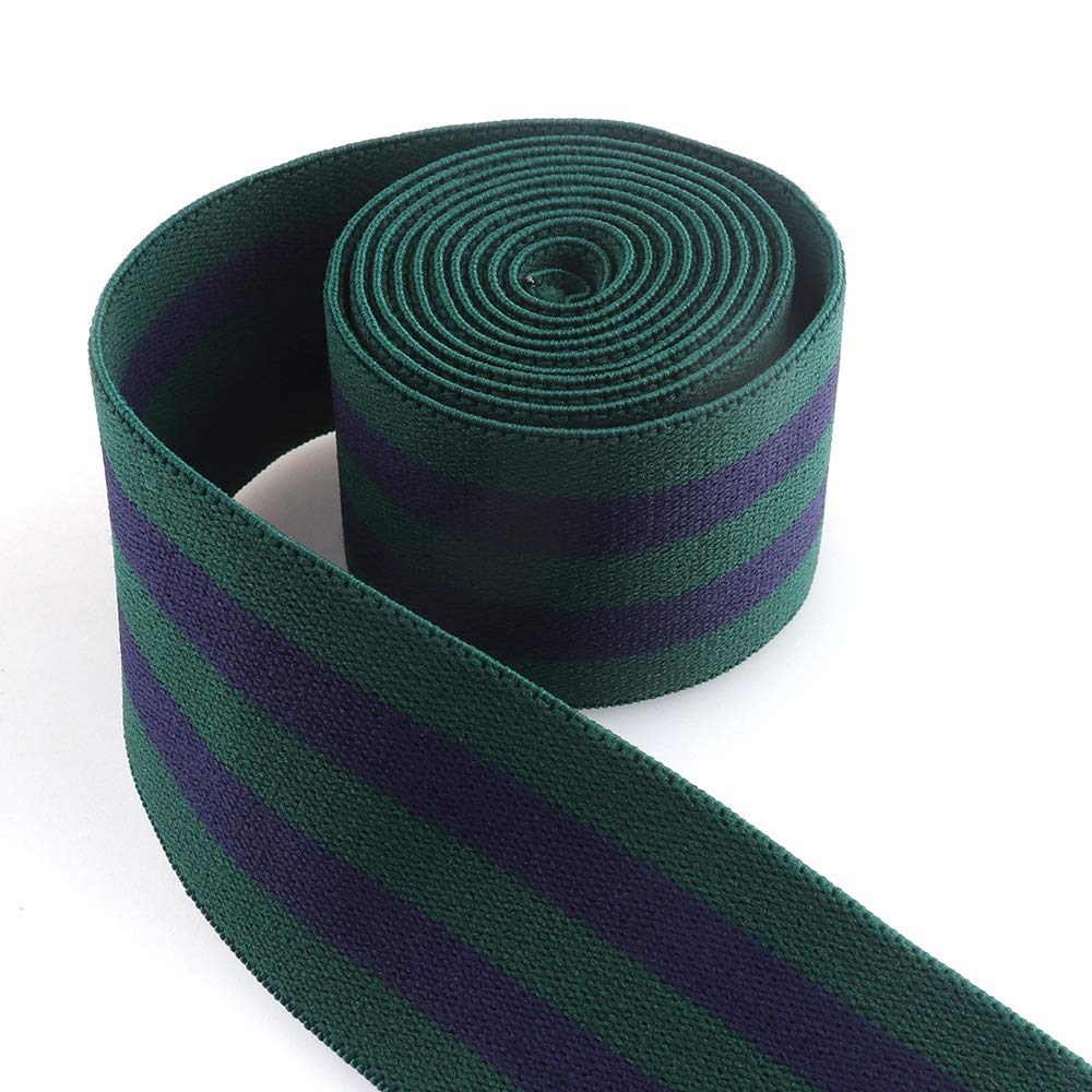 38mm/1.5“ Nylon Soft Elastic Striped Webbing Green Navy Blue Elastic Ribbon Strap Elastic Band Garment Accessories Waistband Sewing by The Yards