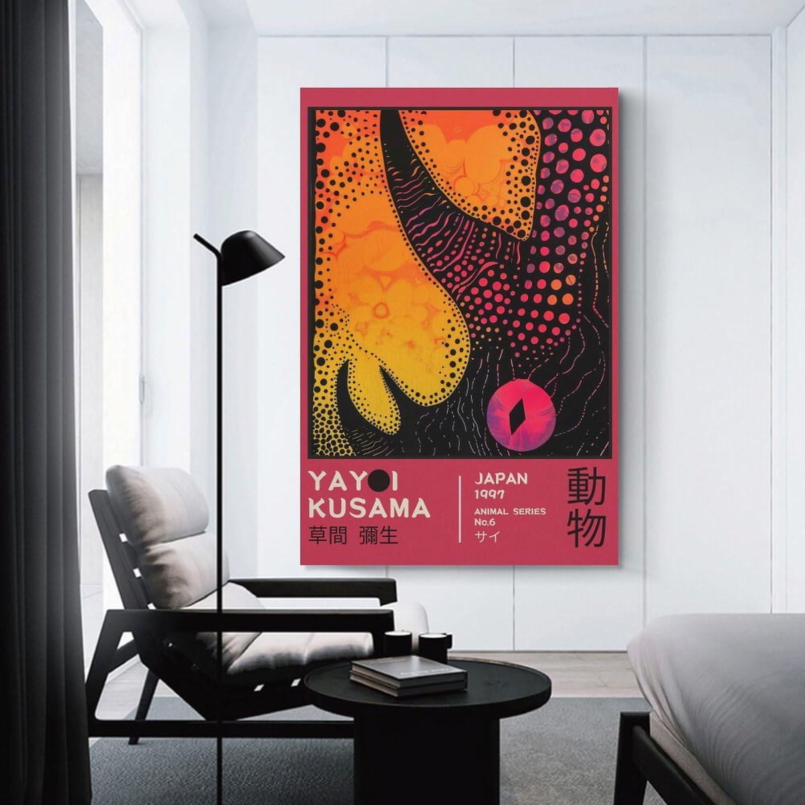 Junmoney Unframe-Style-24 Canvas Wall Art Yayoi Kusama Rhino No.6 Exhibition Poster, 20X30inch(50X75cm), For Lounge, Study, Hallway Or Flat Walls, Canvas Wall Art That Fits Changing Layouts