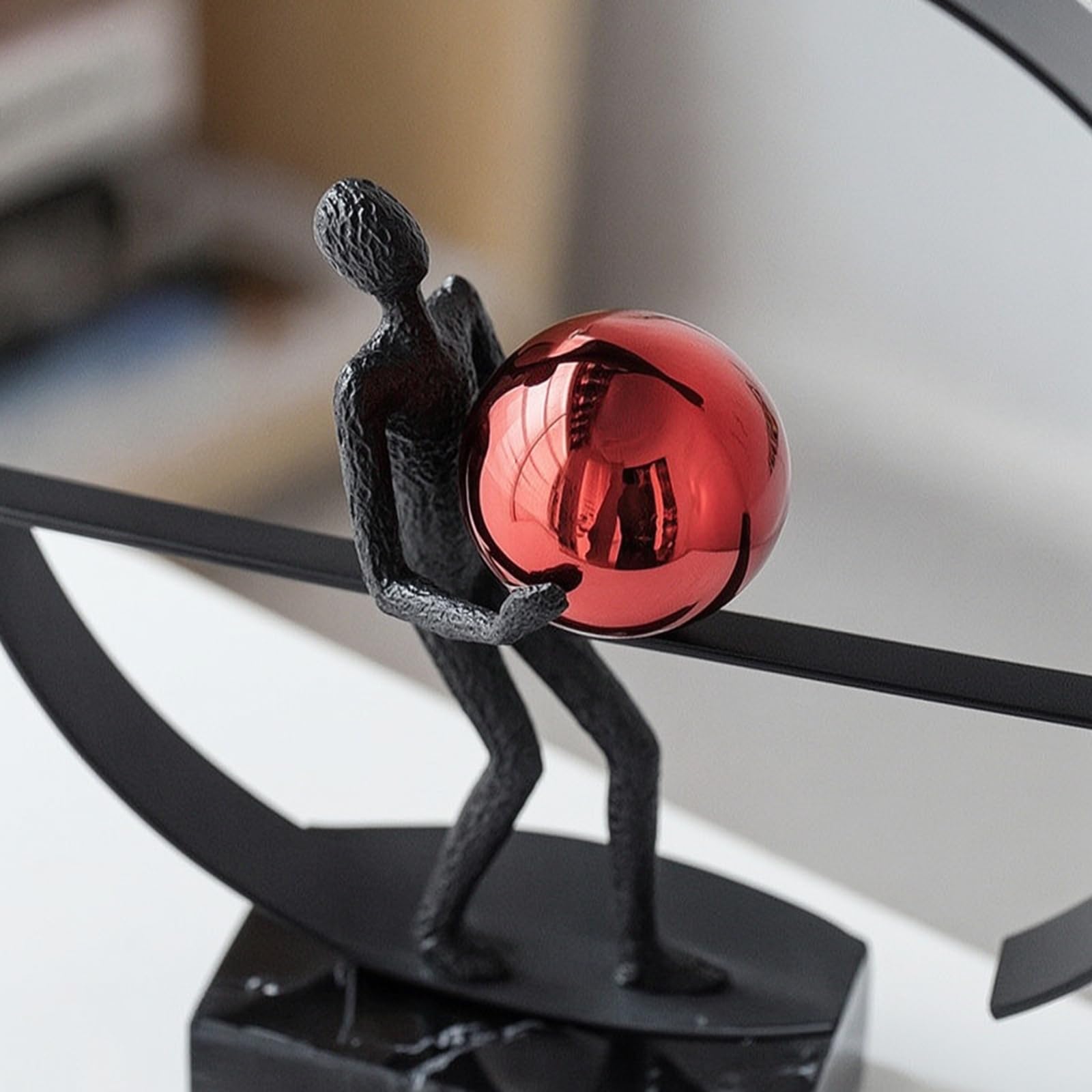 Gralara Figura con Esfera Morno Escultura No Representativa Elegante Escultura No Representativa para Oficina, Azul