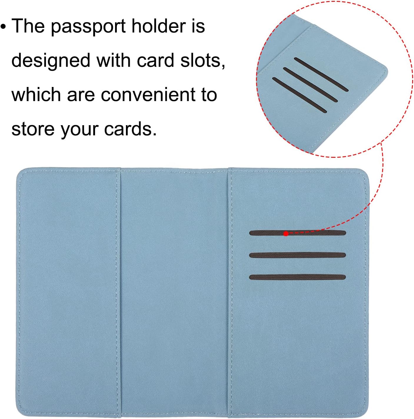 PATIKIL 5.8"x3.9" PU Leather Card Holder Cover, Travel Wallet Card Case Document Organizer, Light Blue - Image 4