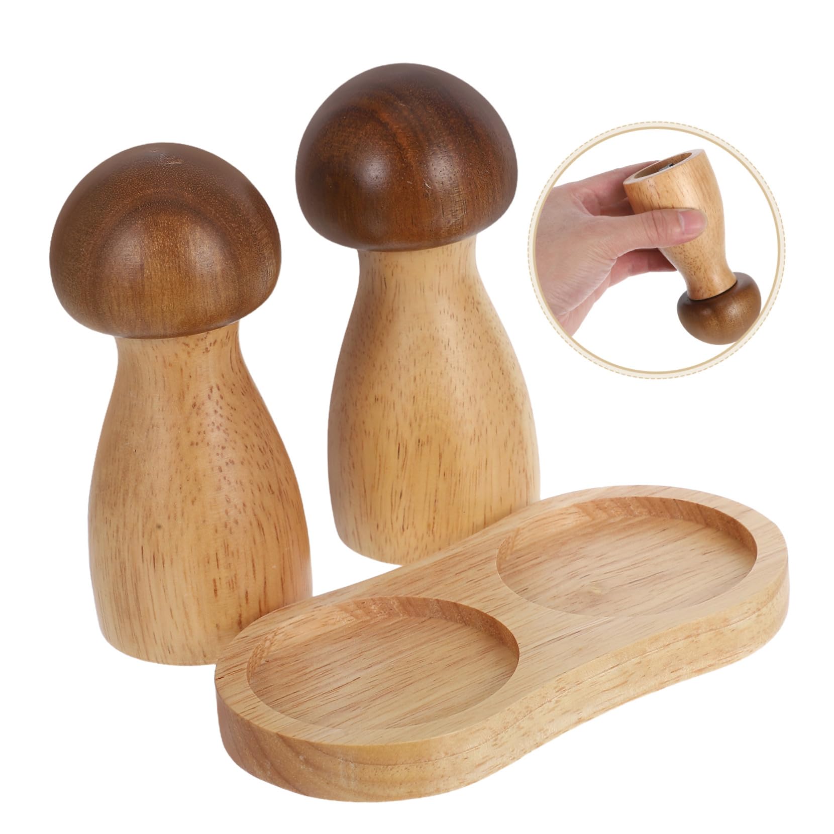 ERINGOGO Manuelle und Einfachem Design in Pilzform mit Glatten Linien Pfeffermühle Nachfüllbar für Meersalz und Gewürze in Küche