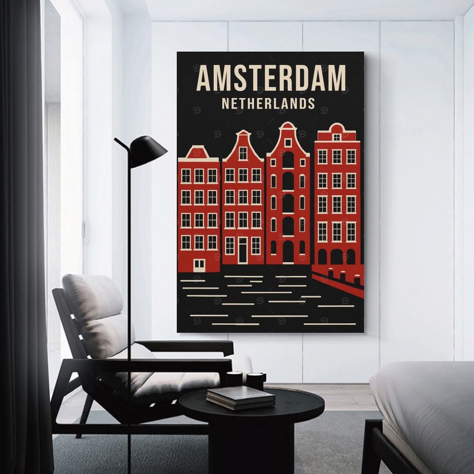 Junmoney Unframe-Style-6-1 Amsterdam Netherlands Travel (2) Canvas Wall Decor 12X18inch(30X45cm), For Workspace Walls, Study Corners Or Bedrooms, Decorative Artwork For Productive Spaces