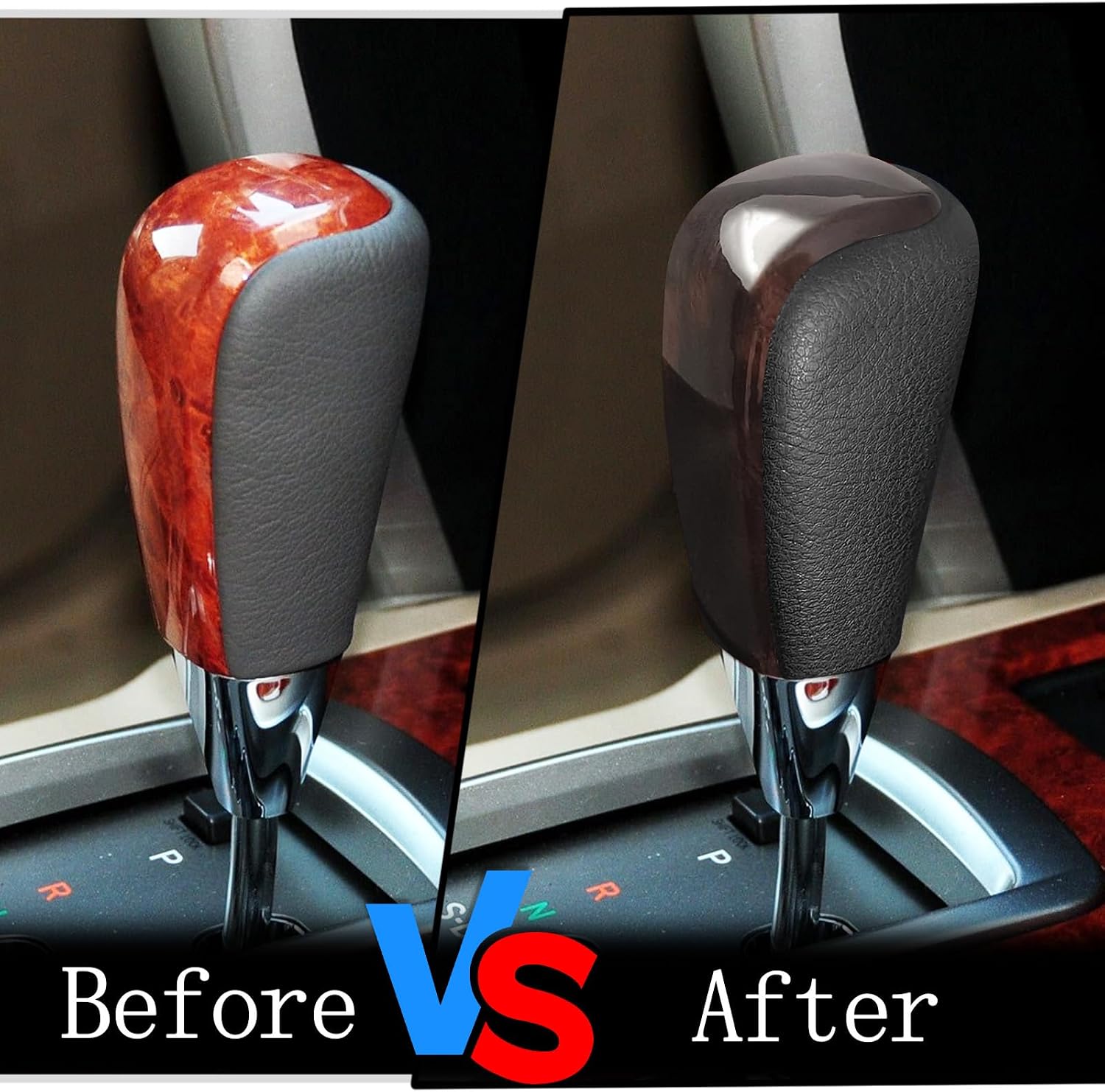 Compatible with Toyota 4Runner Sequoia Tundra Land Cruiser Lexus ABS Black Walnut Wood Texture Automatic Gear Shift Knob Lever Replace