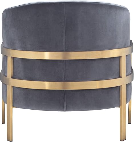 Miniatura 19 de Iconic Home Monte Accent - Silla de club elegante y elegante de terciopelo con acabado de latón cepillado, marco de acero inoxidable moderno y Negro