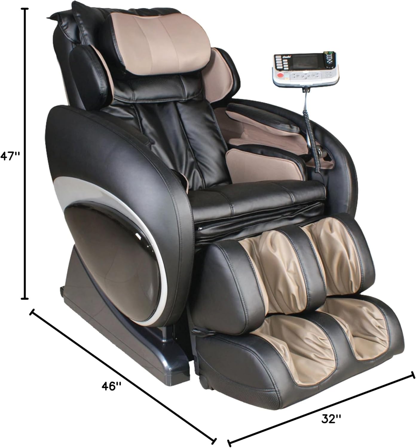 Osaki OS-4000 massage chair with dimensions, illustrating its size.