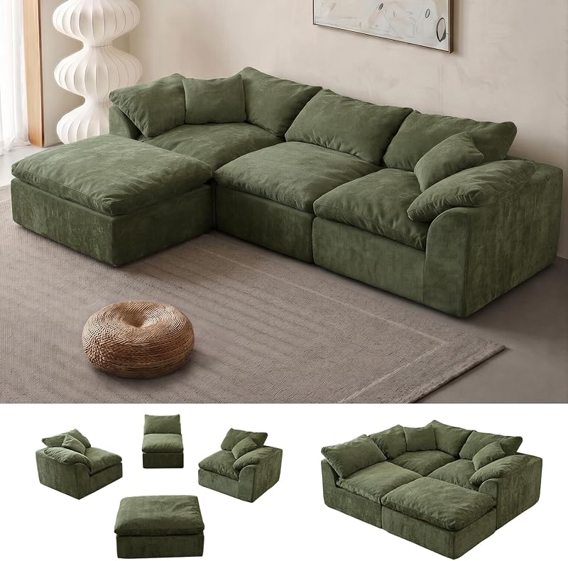 SUIGENERLS Cloud Couch Sectional, Boneless Modular Sofa for Living Room