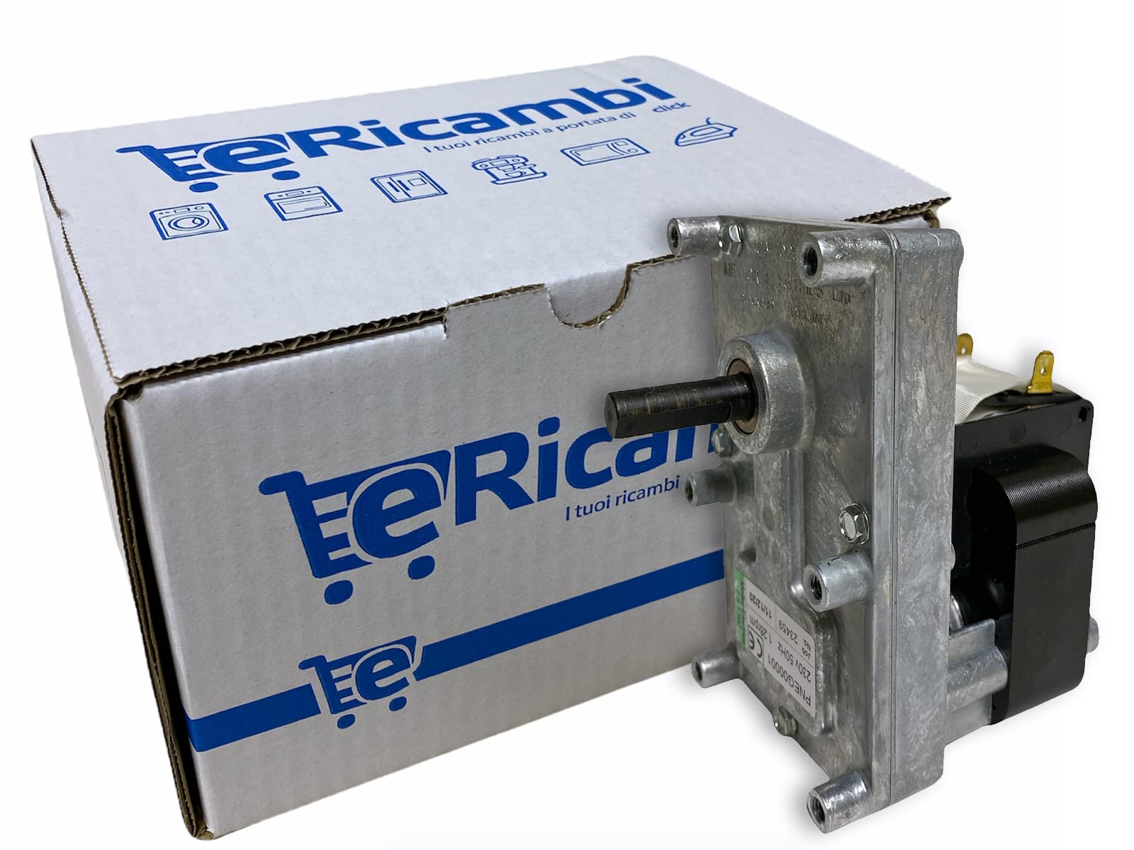 ERICAMBI, Motoriduttore FB1330 Mellor Serie T3 per Stufe a Pellet, Velocità 1rpm, Pacco Lamellare 19mm, Ø Albero 9,5mm, Senso di Rotazione Oraria, Spianatura Singola, Anselmo Cola Enviro Mcz
