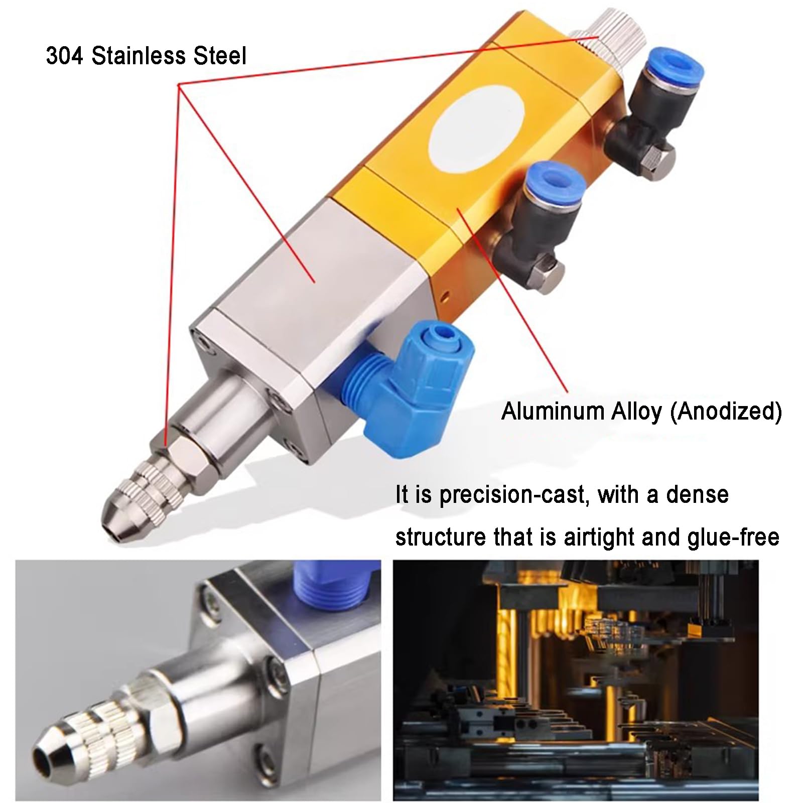 Pneumatisches Dosierventil, Präzisions-Saugdesign für Klebstoffe, UV-Kleber, Tinten, Anti-Tropf, Innendurchmesser 2,5 mm