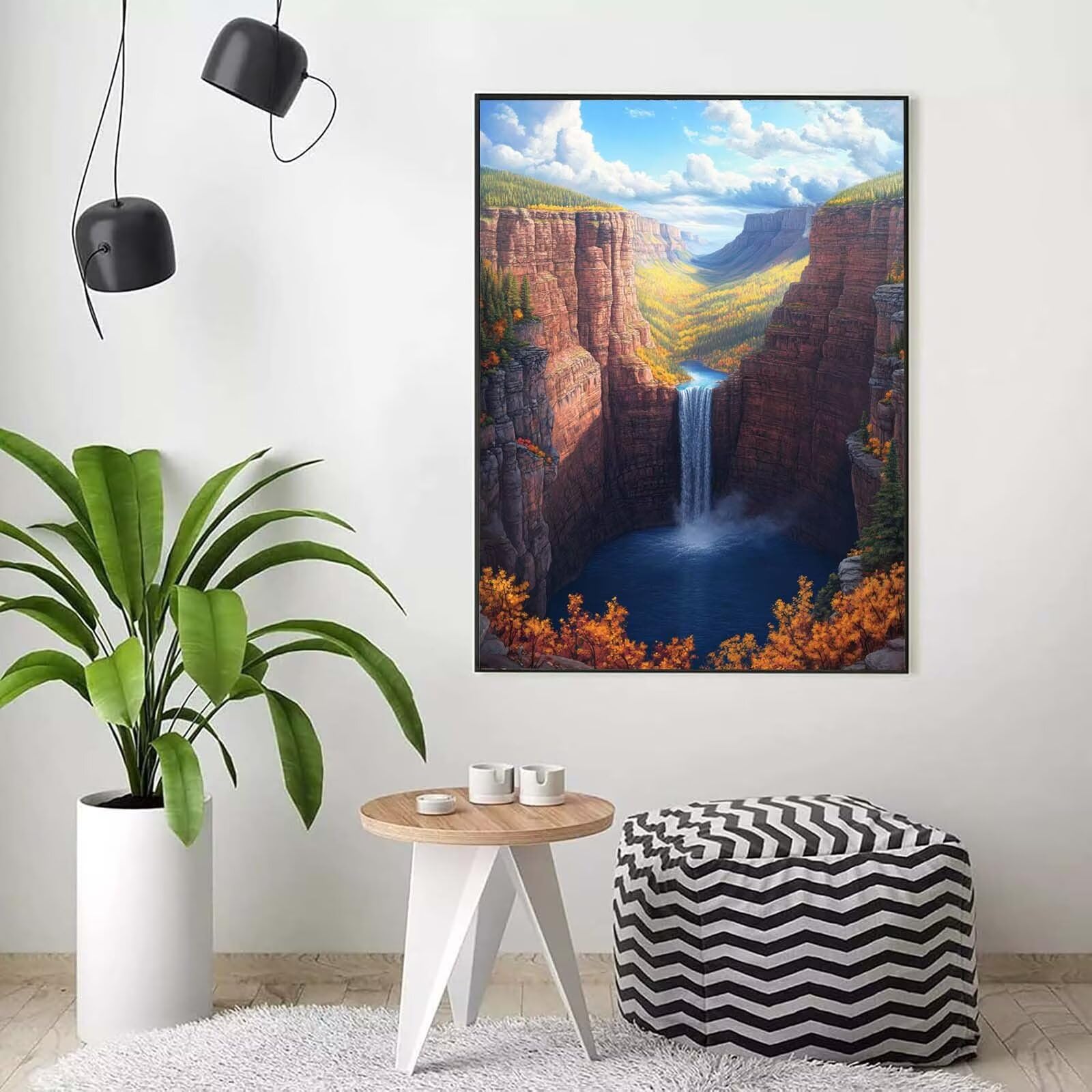 paysage Peinture Numero Adulte, Avec Pinceau and Acrylique 80x100cm j0-223 | Peinture par Numero Cascade-2, Activité Manuelle Adulte Débutants, Tableau Decoration Murale, Cadeau Femme, Sans Cadre