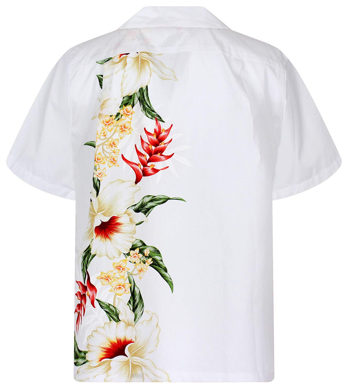 KY's Camicia hawaiana originale, striscia rossa per matrimonio, bianco, L