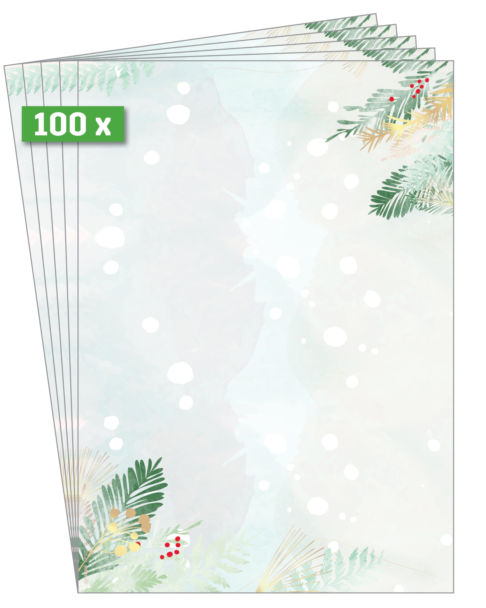 SIGEL DP481 Papier listowy Boże Narodzenie "Christmas Forest Watercolor", A4, 100 arkuszy, z papieru zrównoważonego
