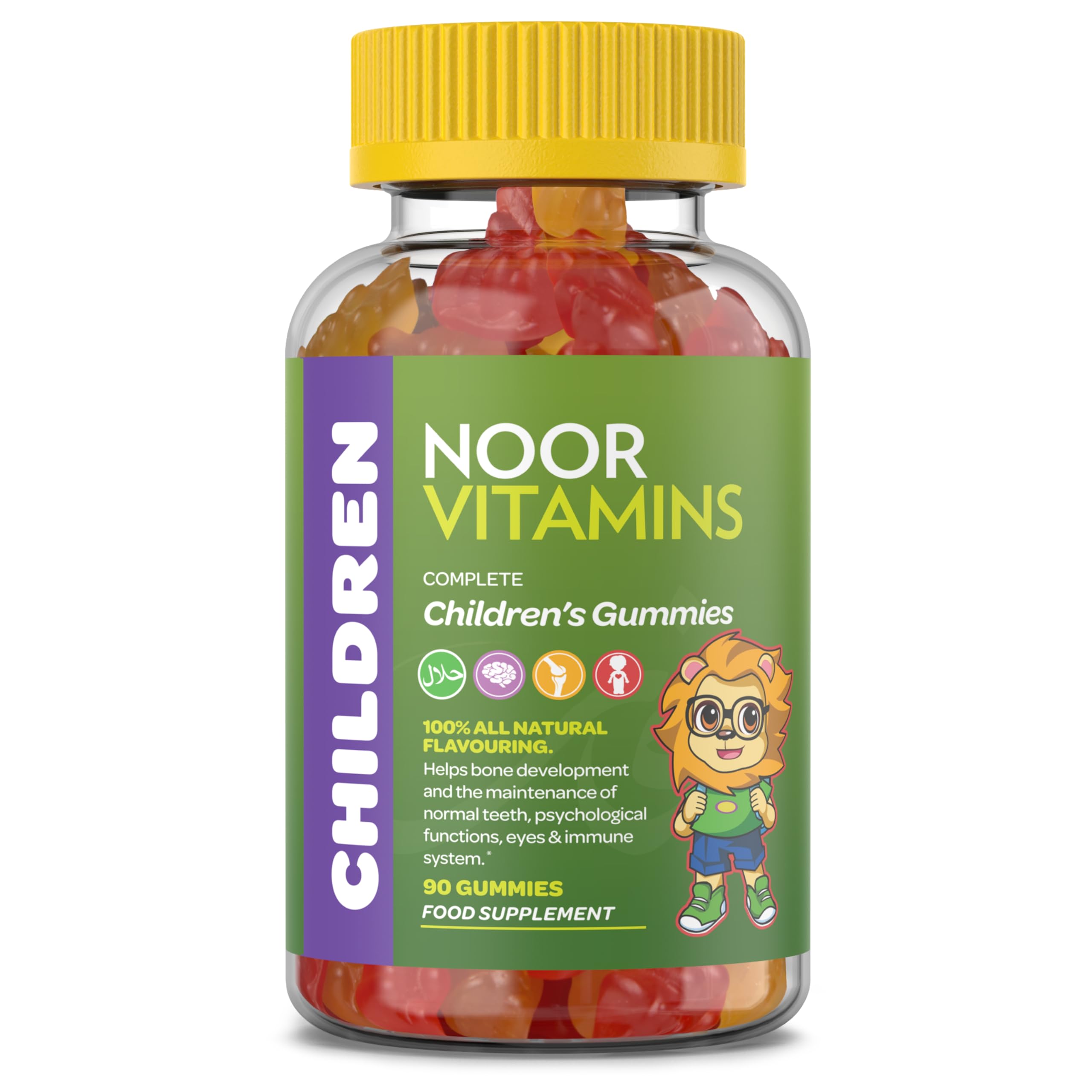 Halal Vitamins, Kids Vitamins, Kids Multivitamin Gummies Noor Vitamins: Vitamin C for Kids, D3, and Zinc for Immunity, B6 B12 for Energy. Non-GMO, Halal Gummies - 90 Count Gummy Vitamins for Kids
