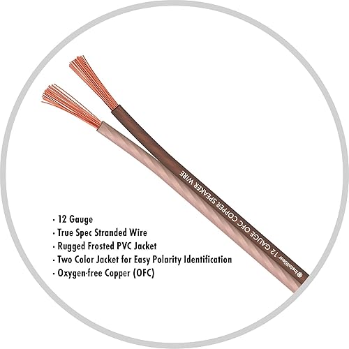 Miniatura 10 de InstallGear Cable de altavoz de calibre 12 30 pies - Cable de altavoz marrón de 12 AWG 999  Cobre sin oxígeno - Especificaciones reales y cable
